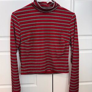 Forever 21 Red Striped Long Sleeve Top